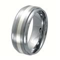 Tungsten Band with silver inlay TNS-3058L