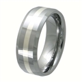 Tungsten Band with silver inlay TNS-3060L