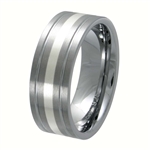Tungsten Band with silver inlay TNS-3075