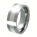 Tungsten Band with silver inlay TNS-3079